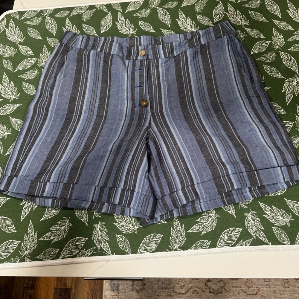J. Jill High Waist Striped Blue and Gray Shorts